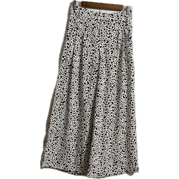 Zara wide-leg black/white polkadot trouser pants with pockets - Picture 1 of 8